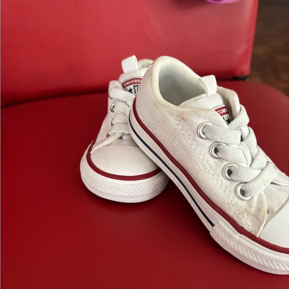 Converse Kids White and Red Sneakers